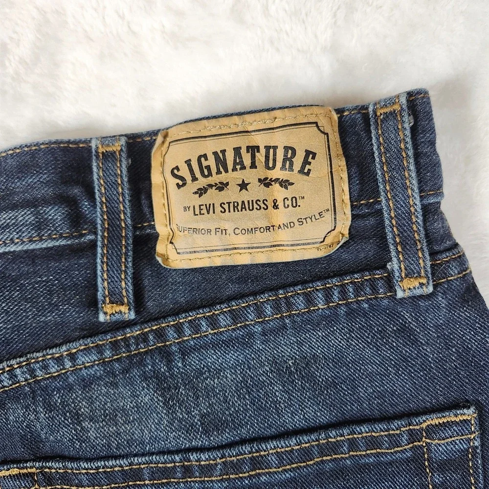 Signature by Levi Strauss Relaxed Jeans Mens 38x30 Dark‎ Wash Excellent Denim